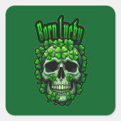 Born Lucky Skull St Patrick’s Day - Autocolante スクエアシール (正面)