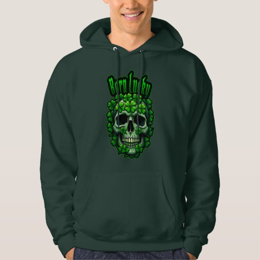 Born Lucky Skull St Patrick’s Day - camiseta パーカ (正面)