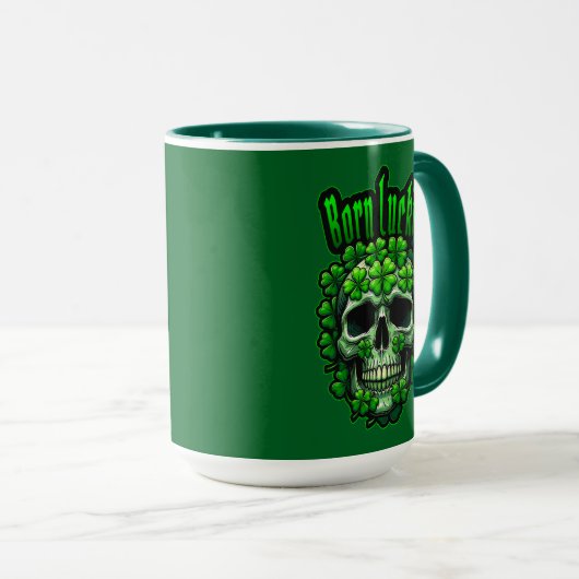 Born Lucky Skull St Patrick’s Day - caneca マグカップ (正面右)