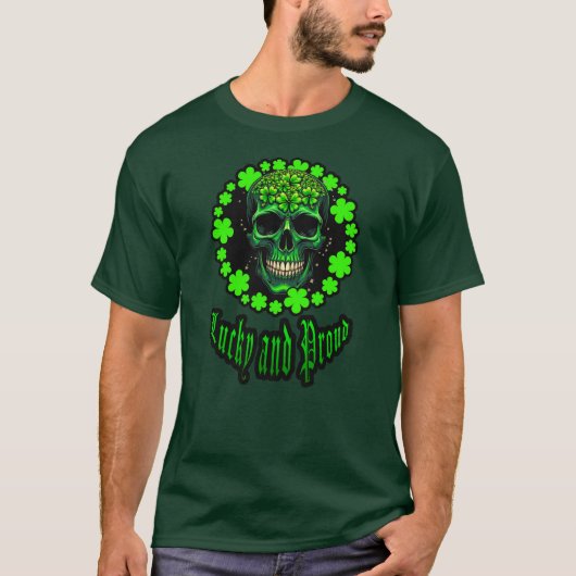 Born Lucky Skull St Patrick’s Day Shirt – camiseta Tシャツ (正面)