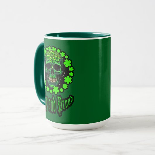 Born Lucky Skull St Patrick’s Day Shirt – caneca マグカップ (正面左)