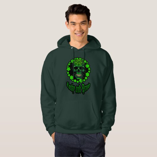 Born Lucky Skull St Patrick’s Day Shirt – Moletons パーカ (正面フル)