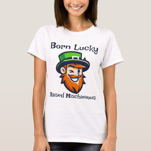 Born Lucky - St Pratick's Day Tシャツ (正面)