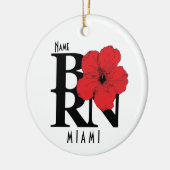 BORN Miami Florida Red Hibiscus セラミックオーナメント (左)