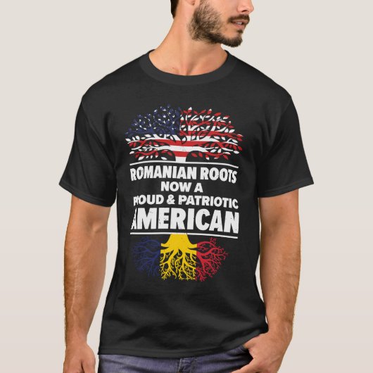 Born Romanian Romania American USA Citizenship Tシャツ (正面)