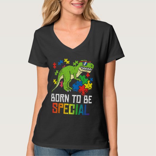 Born Special Dinosaur Kids Boys Toddler Autism Awa Tシャツ (正面)