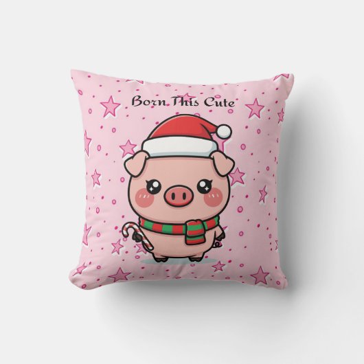 Born This Cute | Adorable Mini Pig Decorative Pill クッション (正面)