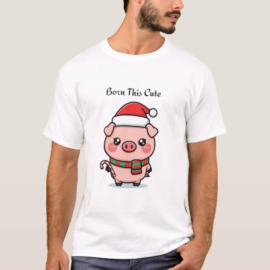 Born This Cute | Cute Mini Pig Graphic T-Shirt Tシャツ (正面)