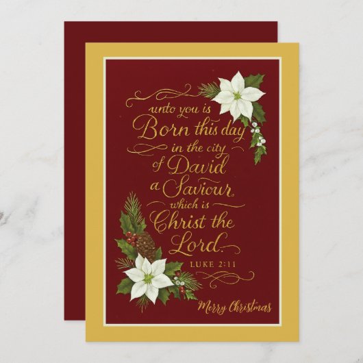 Born This Day – Luke 2:11 Christmas Blessing シーズンカード (正面/裏面)