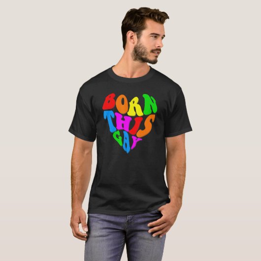Born This Gay Heart Lgbt Pride Month Retro Groovy  Tシャツ (正面フル)