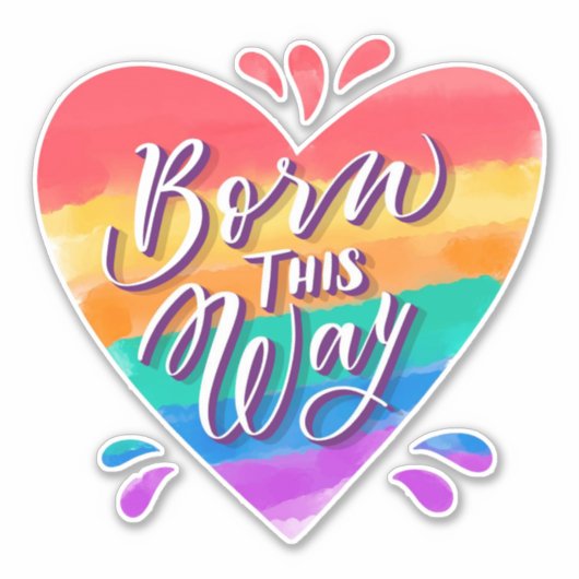 Born this Way プライドハート シール (正面)