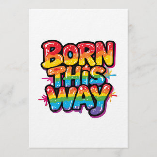Born This Way – Bold Rainbow Pride Quote for LGBTQ 招待状