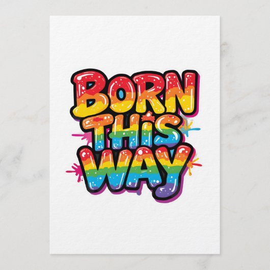 Born This Way – Bold Rainbow Pride Quote for LGBTQ 招待状 (正面)