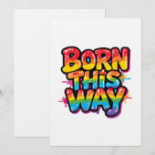 Born This Way – Bold Rainbow Pride Quote for LGBTQ 招待状 (正面/裏面)