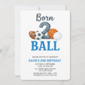 Born To Ball Sports Second Birthday  招待状 (正面)