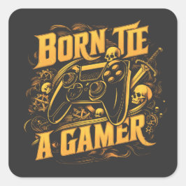 Born To Be A Gamer Skull Controller Art スクエアシール