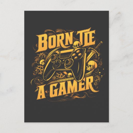 Born To Be A Gamer Skull Controller Art ポストカード (正面)