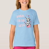 Born to Be Cute ～愛らしいパンダスタックのキッズ Tシャツ (正面)