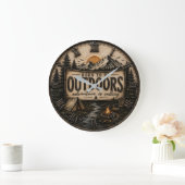 Born to Be Outdoors Rustic  Camping Mountain  ラージ壁時計 (ホーム)