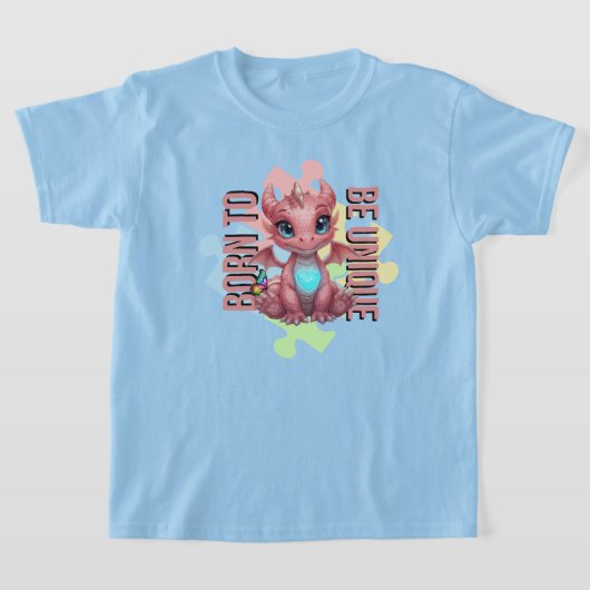 Born to Be Unique Cute Pink Dragon– Inspirational  Tシャツ (レイダウン)