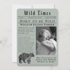 Born to be Wild Newborn Times Birth Announcement 案内状
