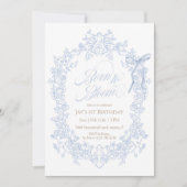 Born to Bloom Blue Floral Birthday 招待状 (正面)