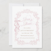 Born to Bloom Pink Floral 1st Birthday 招待状 (正面)