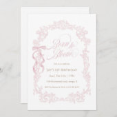 Born to Bloom Pink Floral 1st Birthday 招待状 (正面/裏面)