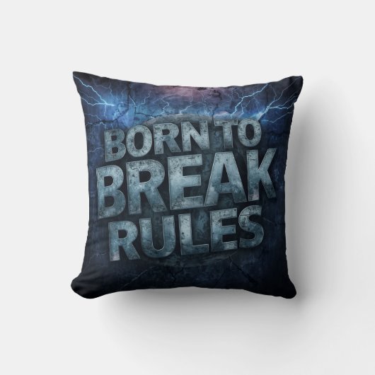 Born to Break Rules - Bold 3D Grunge Typography De クッション (正面)