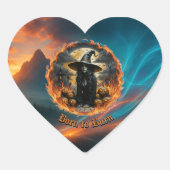 Born to Burn Witch & Fire Heart Sticker ハートシール (正面)