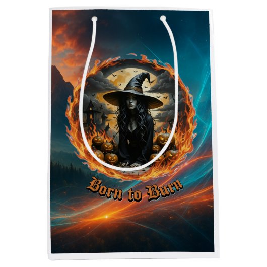Born to Burn Witch Gift Bags ミディアムペーパーバッグ (正面)