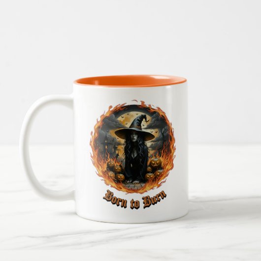 Born to Burn Witch Halloween Mug ツートーンマグカップ (左)