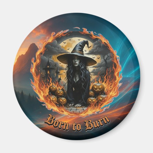 Born to Burn Witch & Jack Gothic Fridge Magnet マグネット (正面)