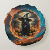 Born to Burn Witch Throw Pillow ラウンドクッション (裏面)