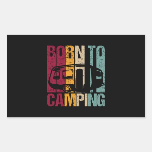 Born to Camping Caravan Retro Style for Camper 長方形シール (正面)