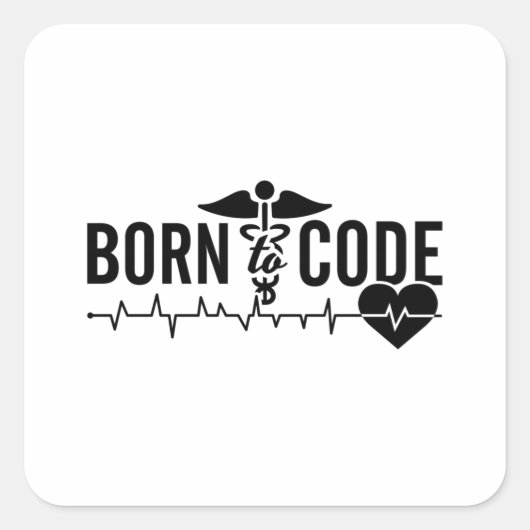 Born To Code Medical Coder Programmer ICD Coding スクエアシール (正面)