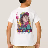 Born to Create – カラフルなグラフィティポップアート Tシャツ (裏面)