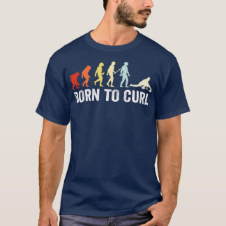 Born to curl Vintage human Curling Evolution Retro Tシャツ
