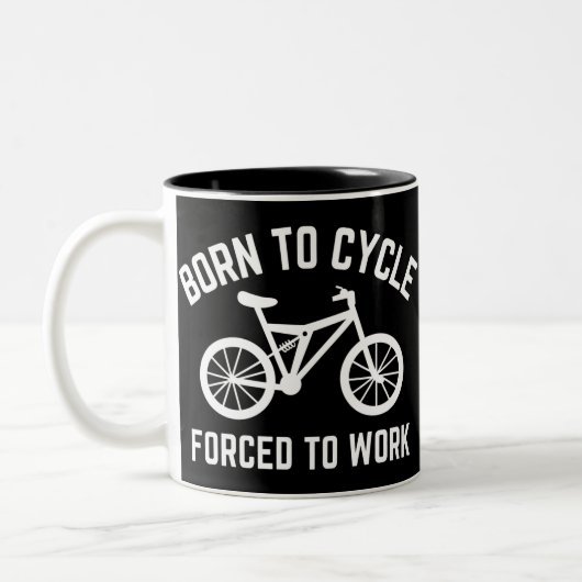 Born To Cycle Forced To Work Cyclist ツートーンマグカップ (左)
