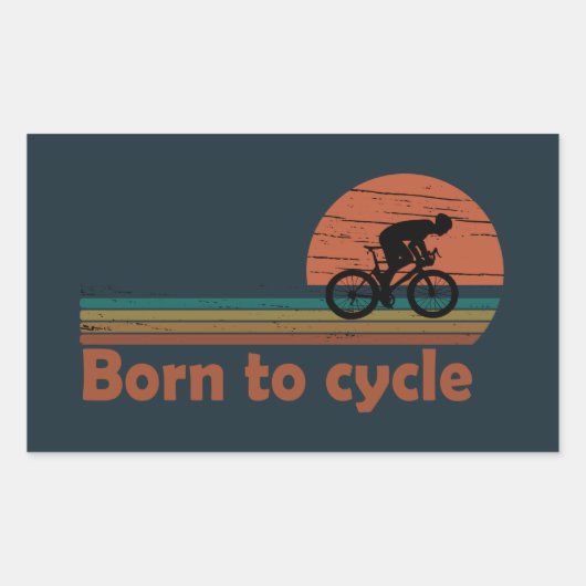 Born To Cycle - MTB マウンテンバイク 楽しいサイクリング 長方形シール (正面)