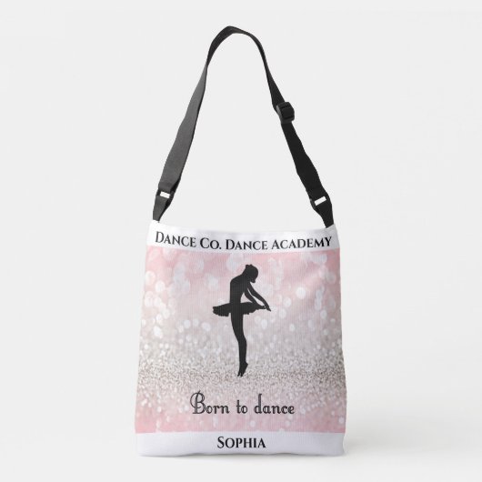 "Born To Dance" スタジオ名&彼女の名前付きトートバッグ クロスボディバッグ (裏面)