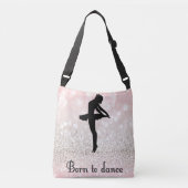 "Born To Dance" スタジオ名&彼女の名前付きトートバッグ クロスボディバッグ (正面)