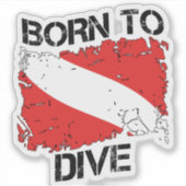 Born to Dive weathered dive flag sticker シール (正面)
