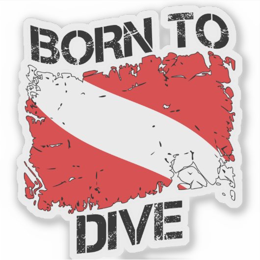 Born to Dive weathered dive flag sticker シール (正面)