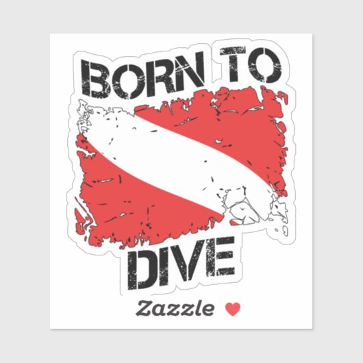 Born to Dive weathered dive flag sticker シール (シート)