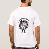 Born to Explore Astronaut Purple Nebula Art Tシャツ (裏面)