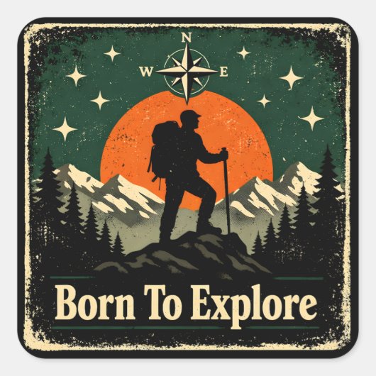 Born To Explore – Natural Explorer Wilderness スクエアシール (正面)