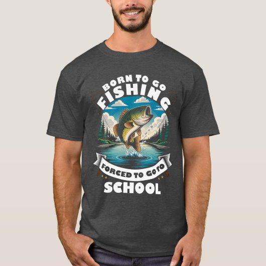 Born to Fish Funny Youth Outdoor T-Shirt Tシャツ (正面)
