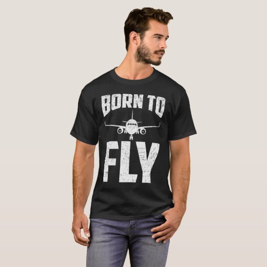Born to Fly Airplane Aviation Pilot Aeroplane Men  Tシャツ (正面フル)