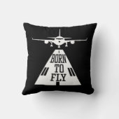 Born To Fly Aviation Pilot Flying Airplane Aircraf クッション (裏面)